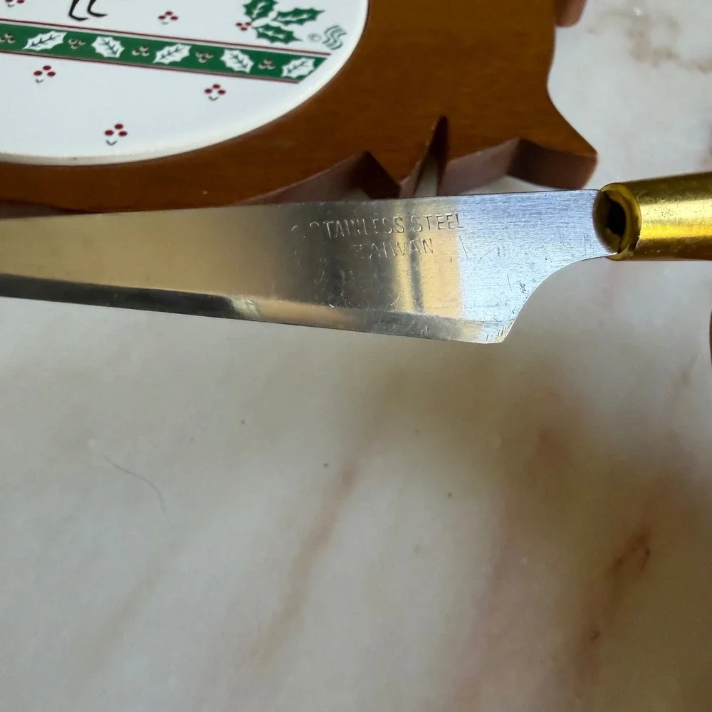 Vintage Goose Wood Cheese Board Ceramic Tile Inlay‎ with Spreader Knife Holiday